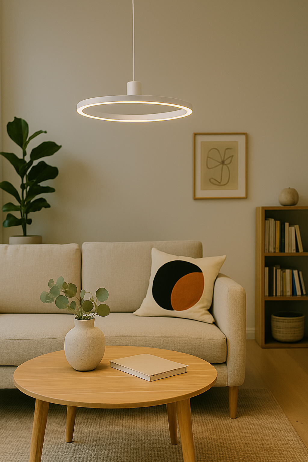 LumaNova Dimmable Pendant Light With Circular LED Illumination For Dining Rooms And Living Rooms