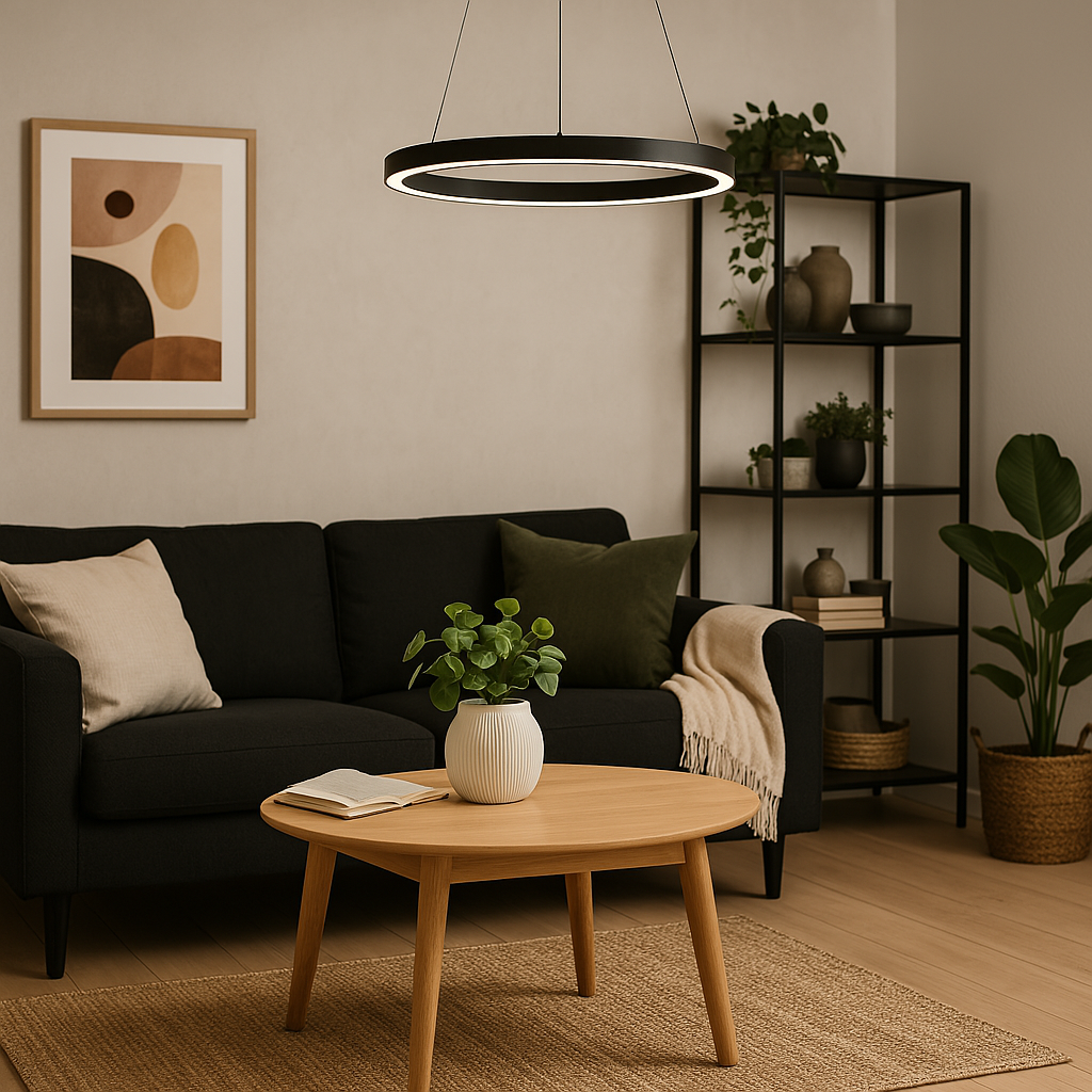 LumaNova Dimmable Pendant Light With Circular LED Illumination For Dining Rooms And Living Rooms