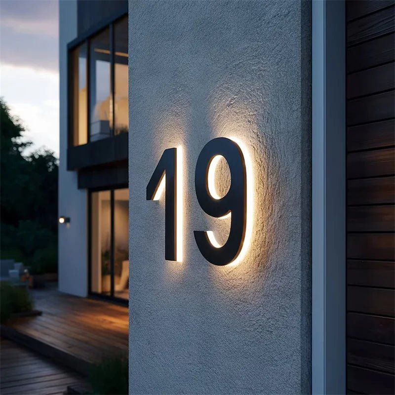Stainless Steel Address Numbers for Modern Facades With IP68 LED Lighting