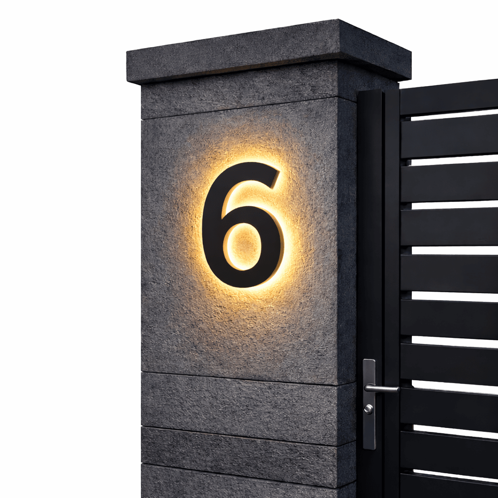 Stainless Steel Address Numbers for Modern Facades With IP68 LED Lighting
