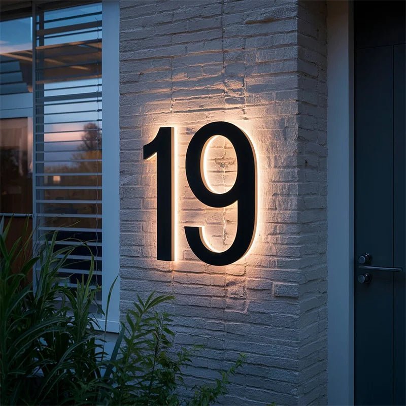 Stainless Steel Address Numbers for Modern Facades With IP68 LED Lighting