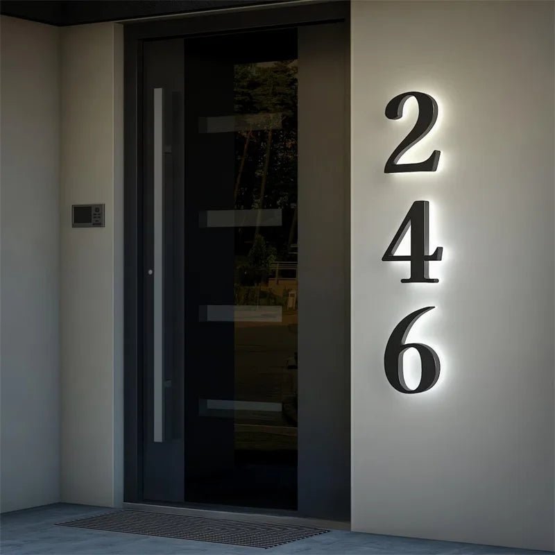 Stainless Steel Address Numbers for Modern Facades With IP68 LED Lighting