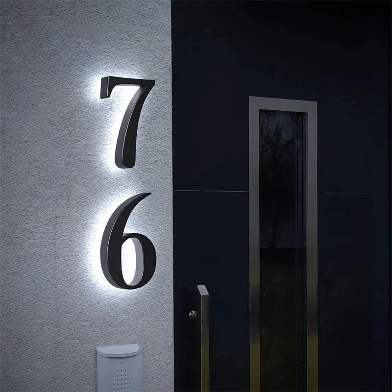 Stainless Steel Address Numbers for Modern Facades With IP68 LED Lighting
