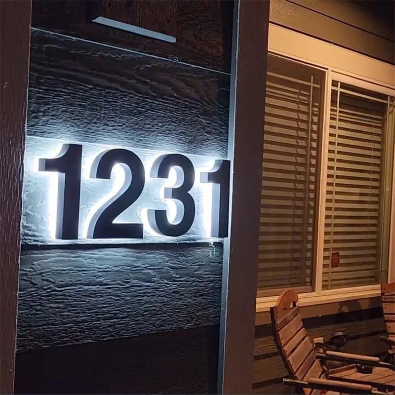 Stainless Steel Address Numbers for Modern Facades With IP68 LED Lighting