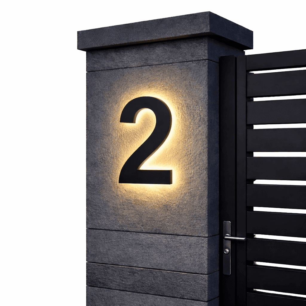 Stainless Steel Address Numbers for Modern Facades With IP68 LED Lighting