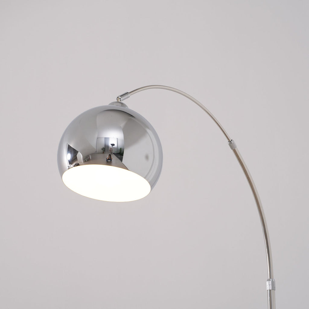 Floor Lamp With Adjustable Telescoping Arm And Tiltable Head In Black Chrome Or White
