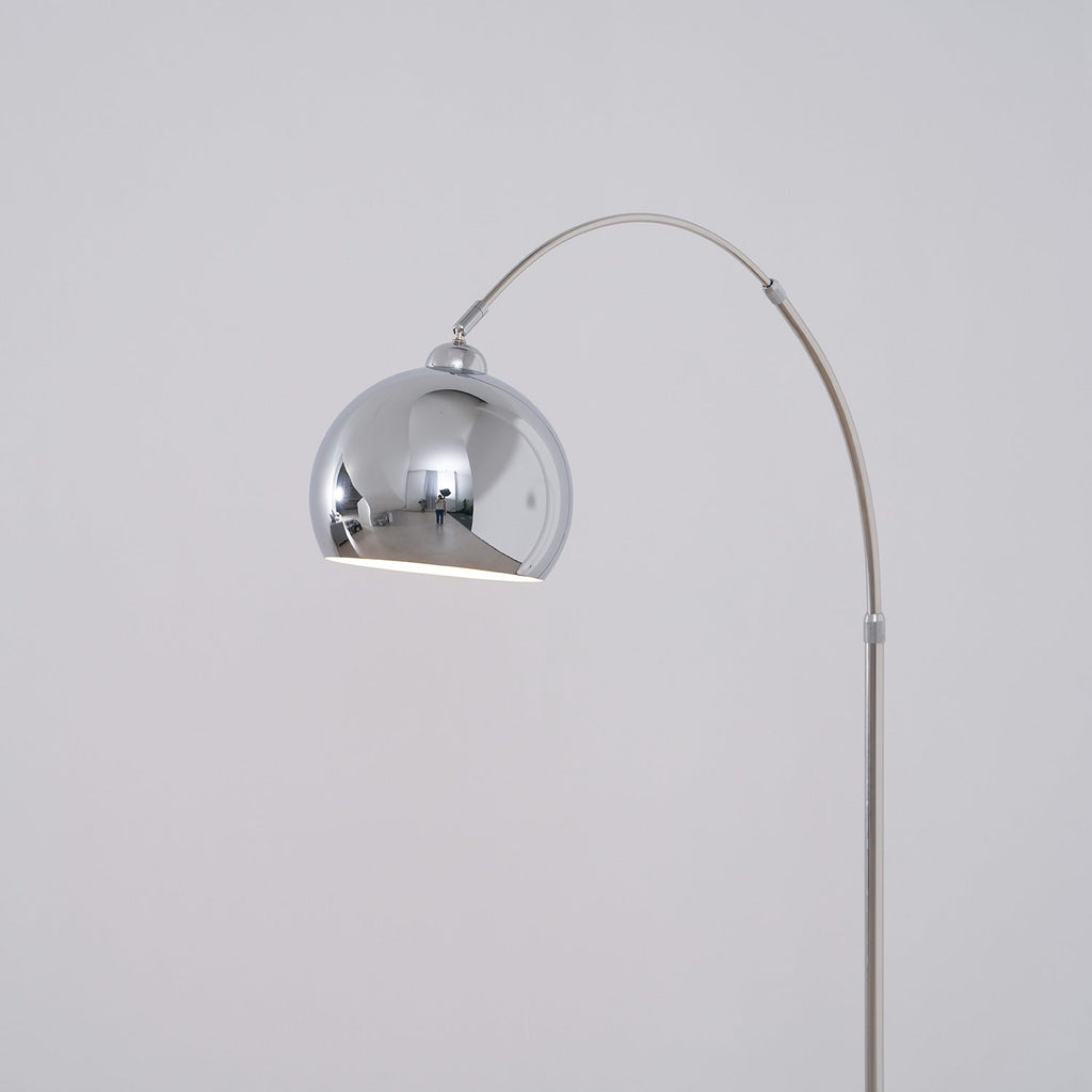 Floor Lamp With Adjustable Telescoping Arm And Tiltable Head In Black Chrome Or White