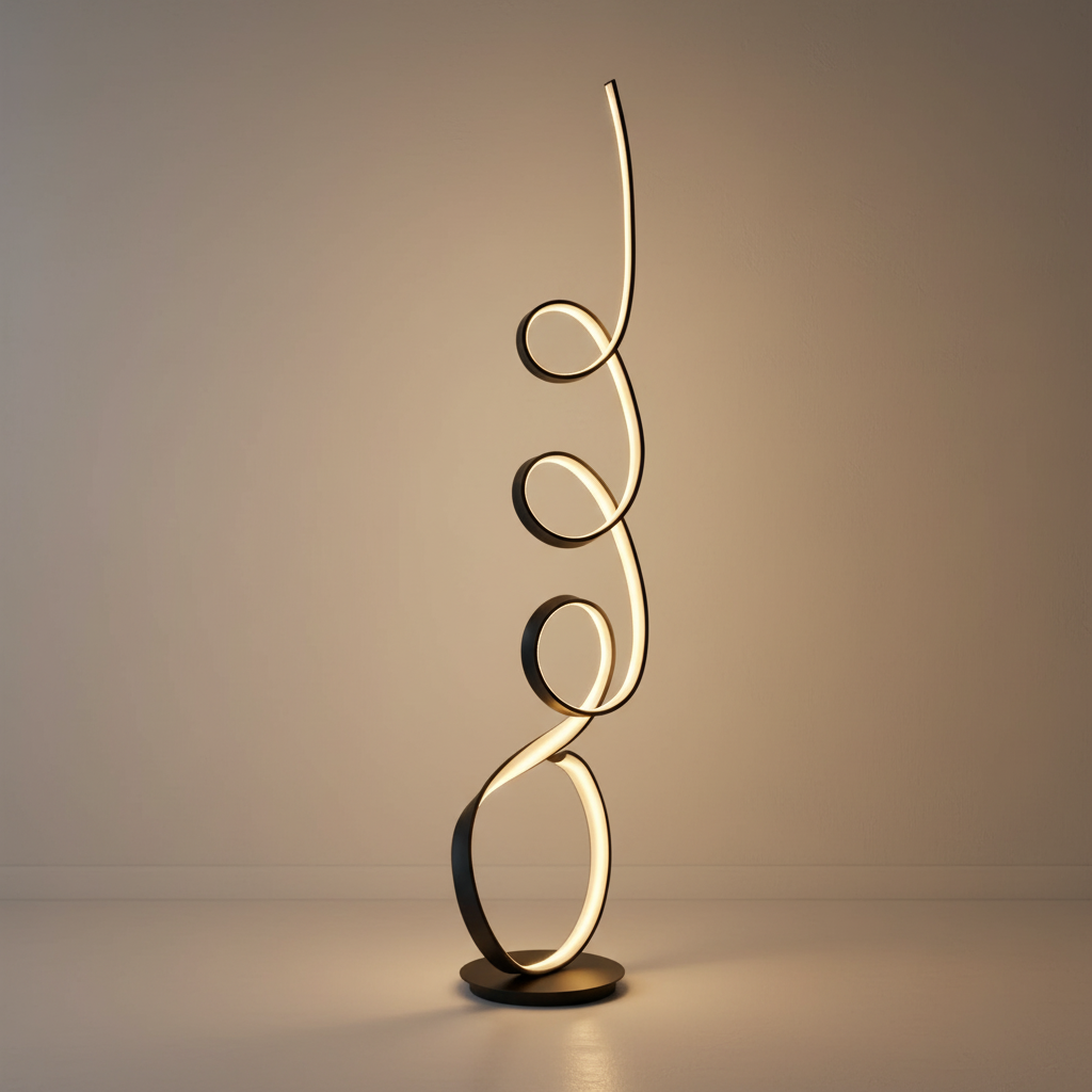 AeroFlow Modern Matte Metal Light Fixture For Living Room With Sculptural Ribbon Design