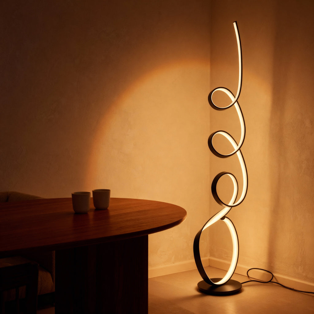 AeroFlow Modern Matte Metal Light Fixture For Living Room With Sculptural Ribbon Design