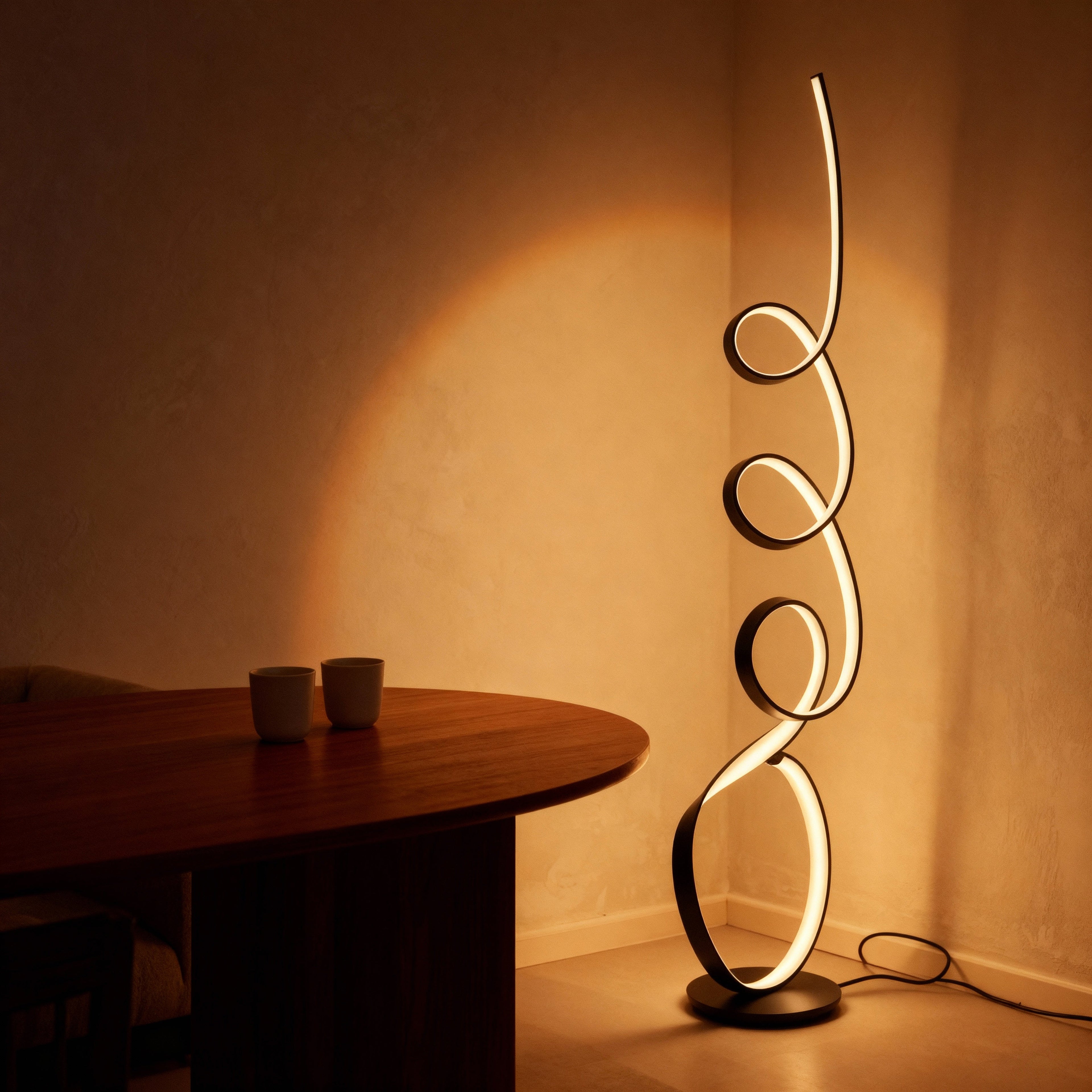 AeroFlow Modern Matte Metal Light Fixture For Living Room With Sculptural Ribbon Design