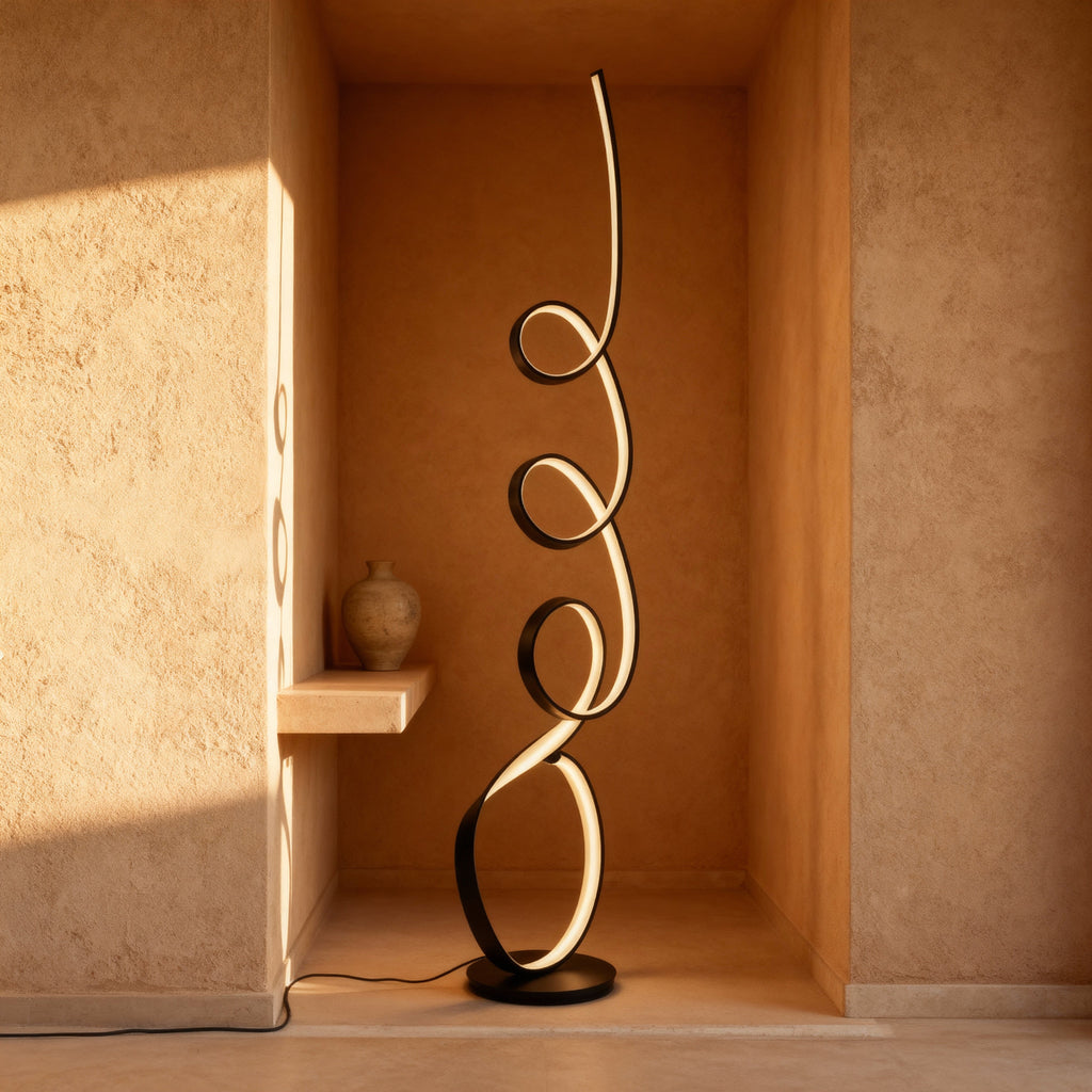 AeroFlow Modern Matte Metal Light Fixture For Living Room With Sculptural Ribbon Design
