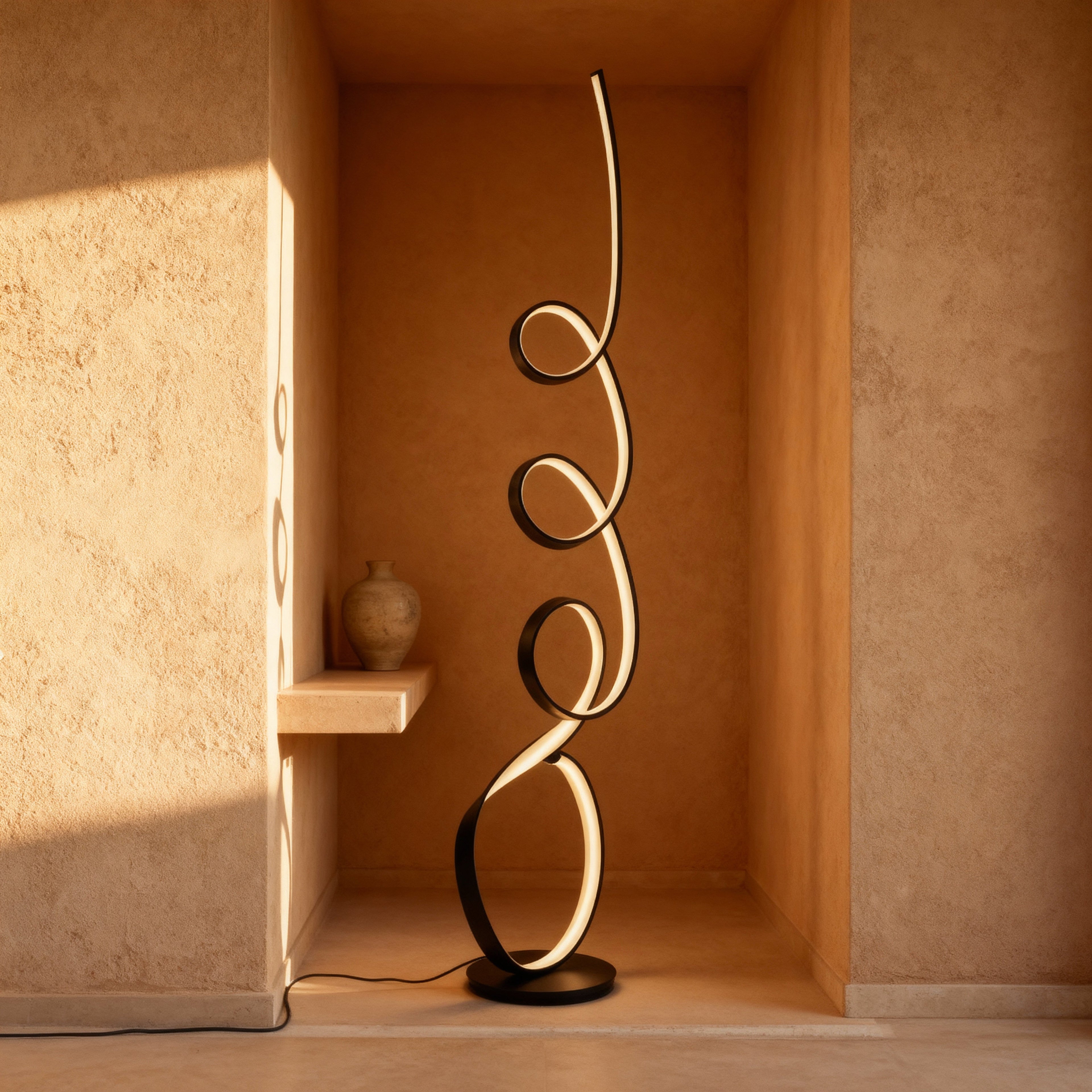 AeroFlow Modern Matte Metal Light Fixture For Living Room With Sculptural Ribbon Design