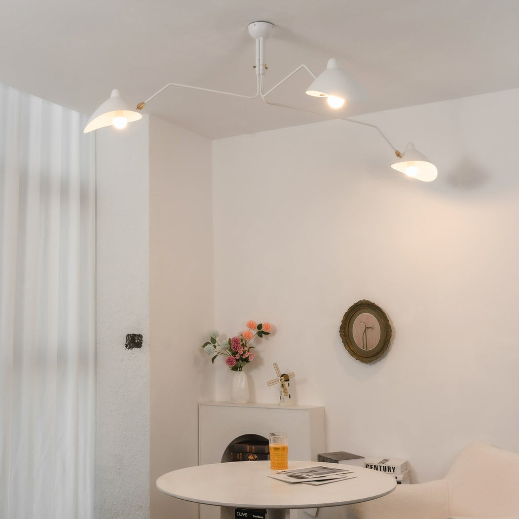 Adjustable Spider Ceiling Light, Multi-Arm, Black And White, Brass, Scandinavian Modern