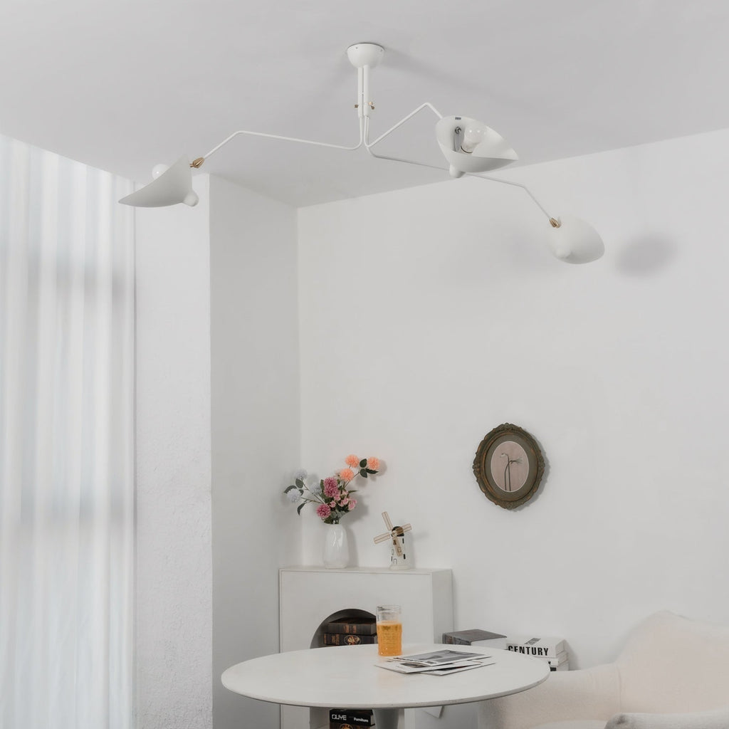 Adjustable Spider Ceiling Light, Multi-Arm, Black And White, Brass, Scandinavian Modern