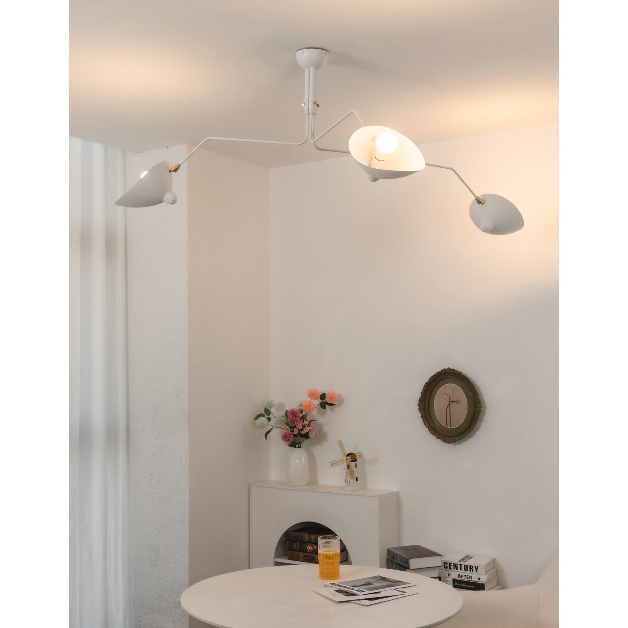 Adjustable Spider Ceiling Light, Multi-Arm, Black And White, Brass, Scandinavian Modern