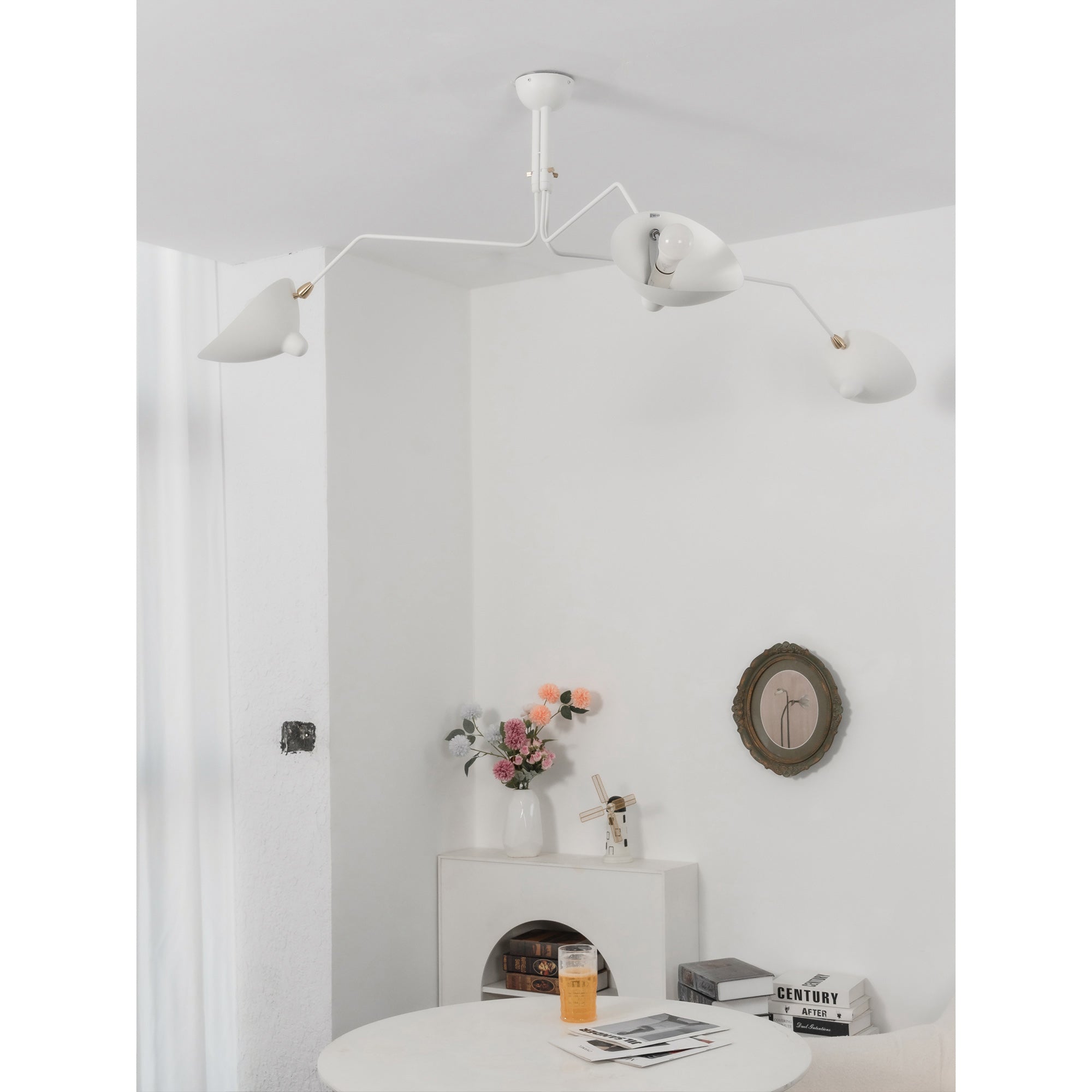 Adjustable Spider Ceiling Light, Multi-Arm, Black And White, Brass, Scandinavian Modern