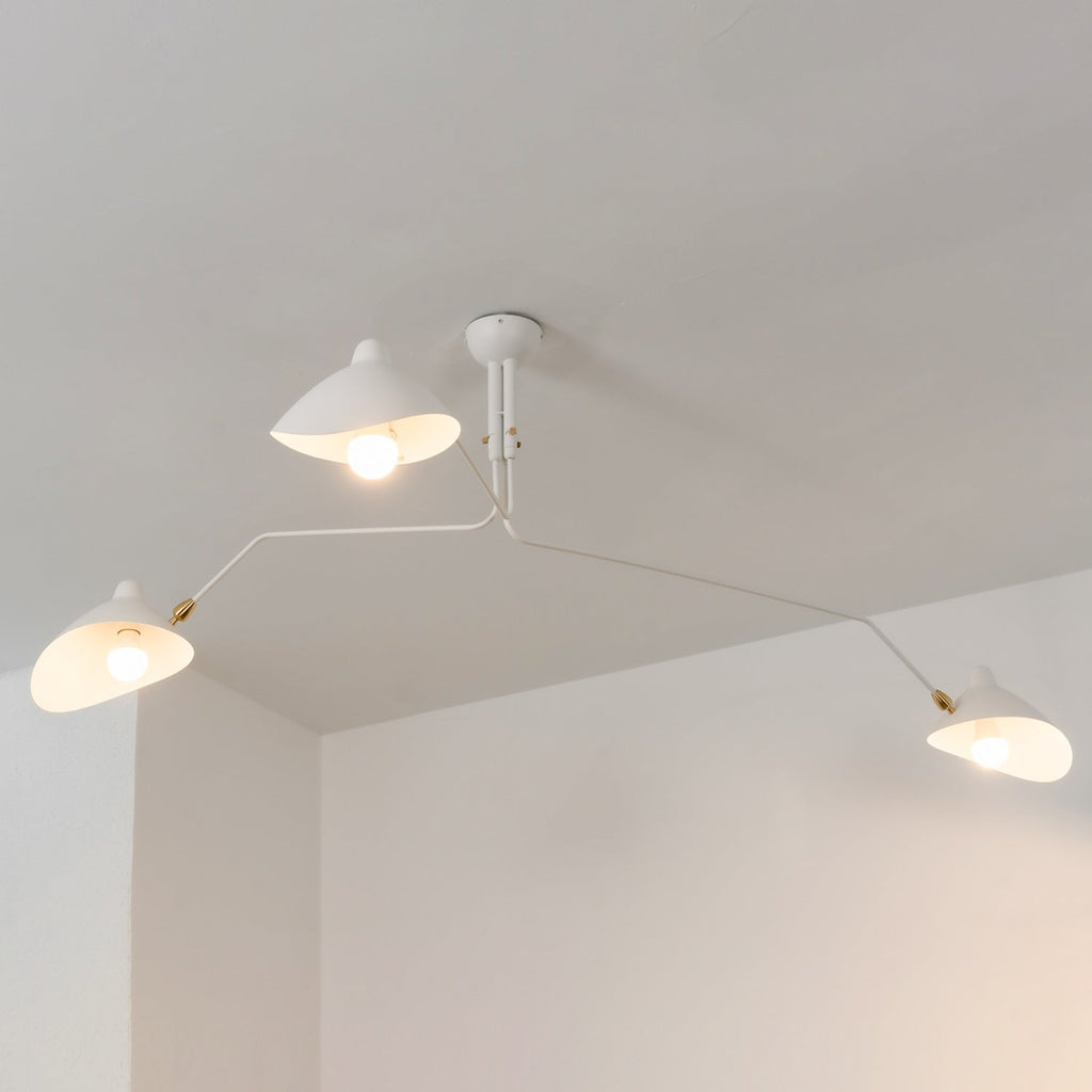 Adjustable Spider Ceiling Light, Multi-Arm, Black And White, Brass, Scandinavian Modern