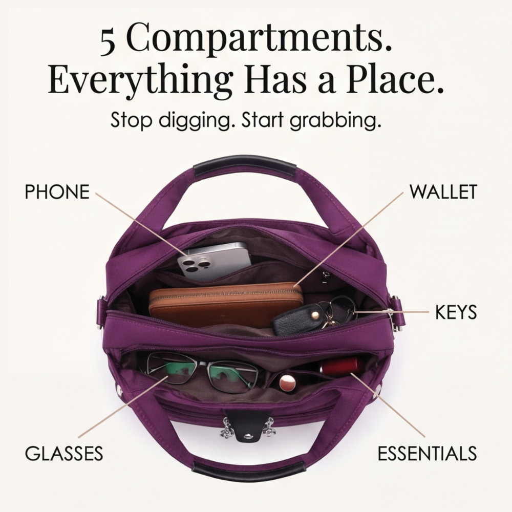 Crossbody Bag — Multi-Pocket Interior Layout and Hidden Anti-Theft Security Pocket