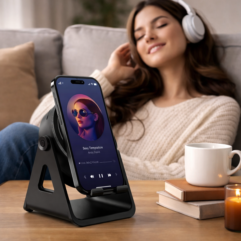 Bluetooth-kaiutinteline — langaton latausalusta ja sisäänrakennetut LED-valot