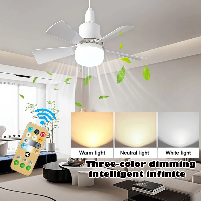 Dálkové ovládání stropního ventilátoru a světla — stmívatelné LED 30 W, multifunkční stropní systém