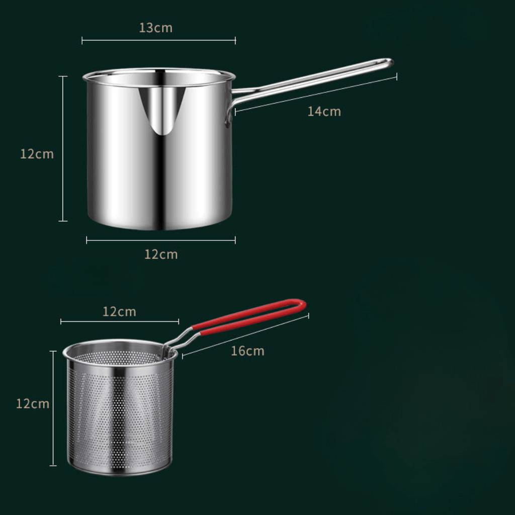 CrispEase-frityrgryte i rustfritt stål – skåldingssikkert håndtak, oljesparende design