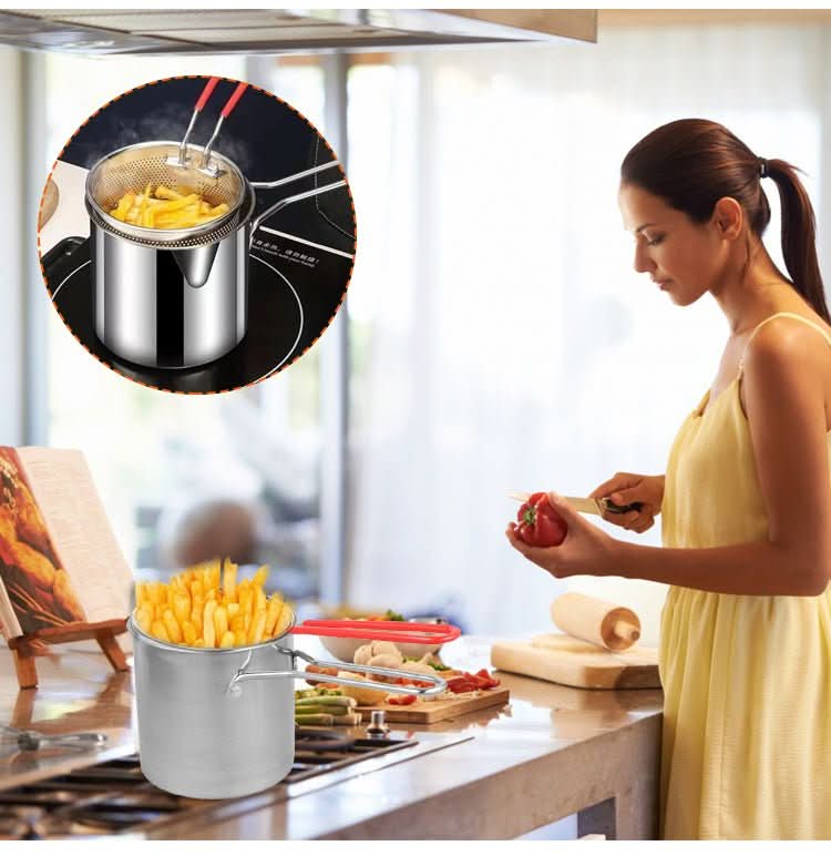 CrispEase-frityrgryte i rustfritt stål – skåldingssikkert håndtak, oljesparende design