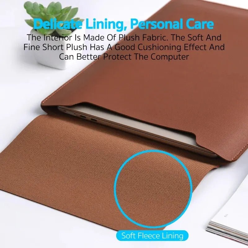 AeroGuard PU Laptop Sleeve — Plush Interior, Elegant Exterior