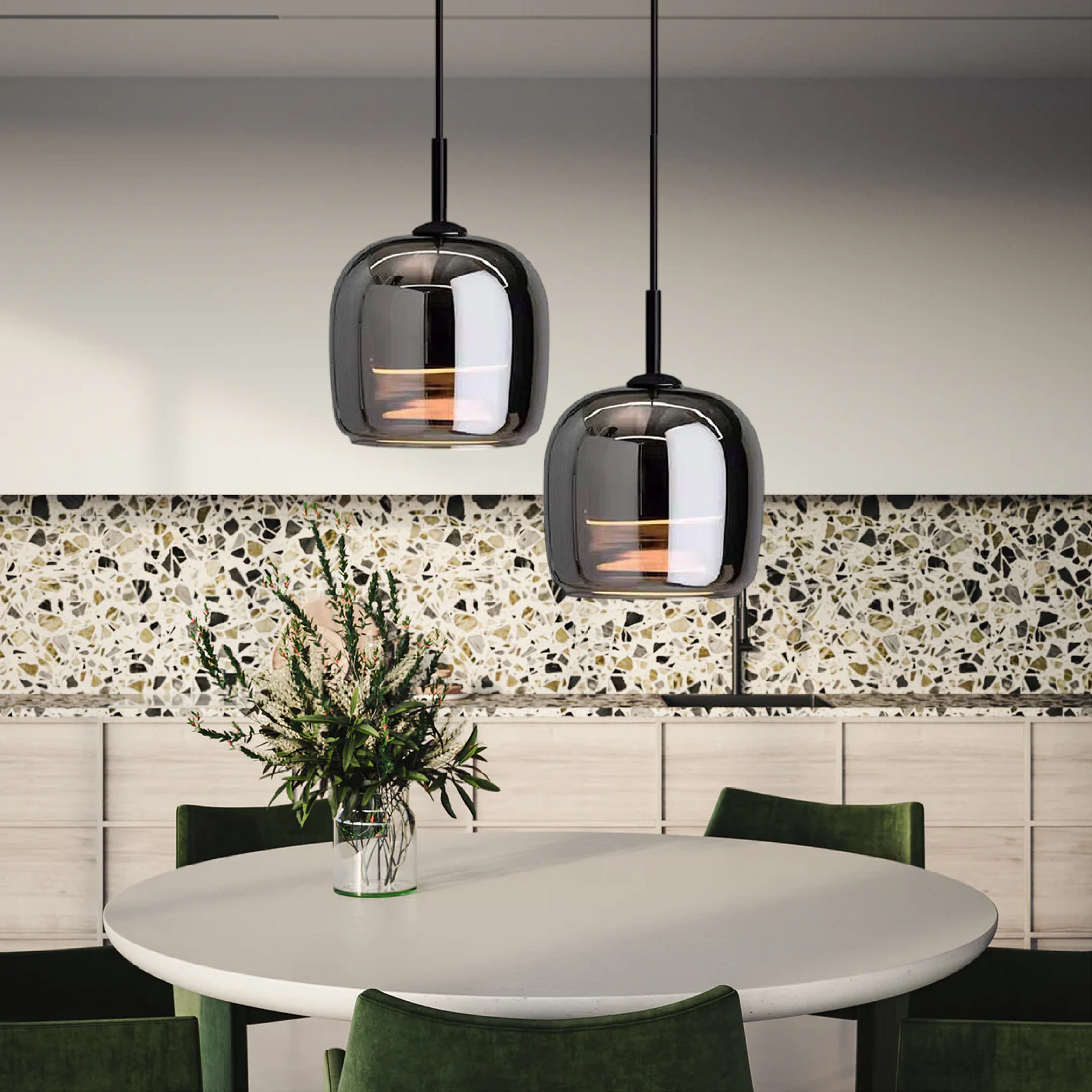 Nordic Pendant Light In Black Glass For Kitchen Island And Dining Room Modern Ceiling Lamp