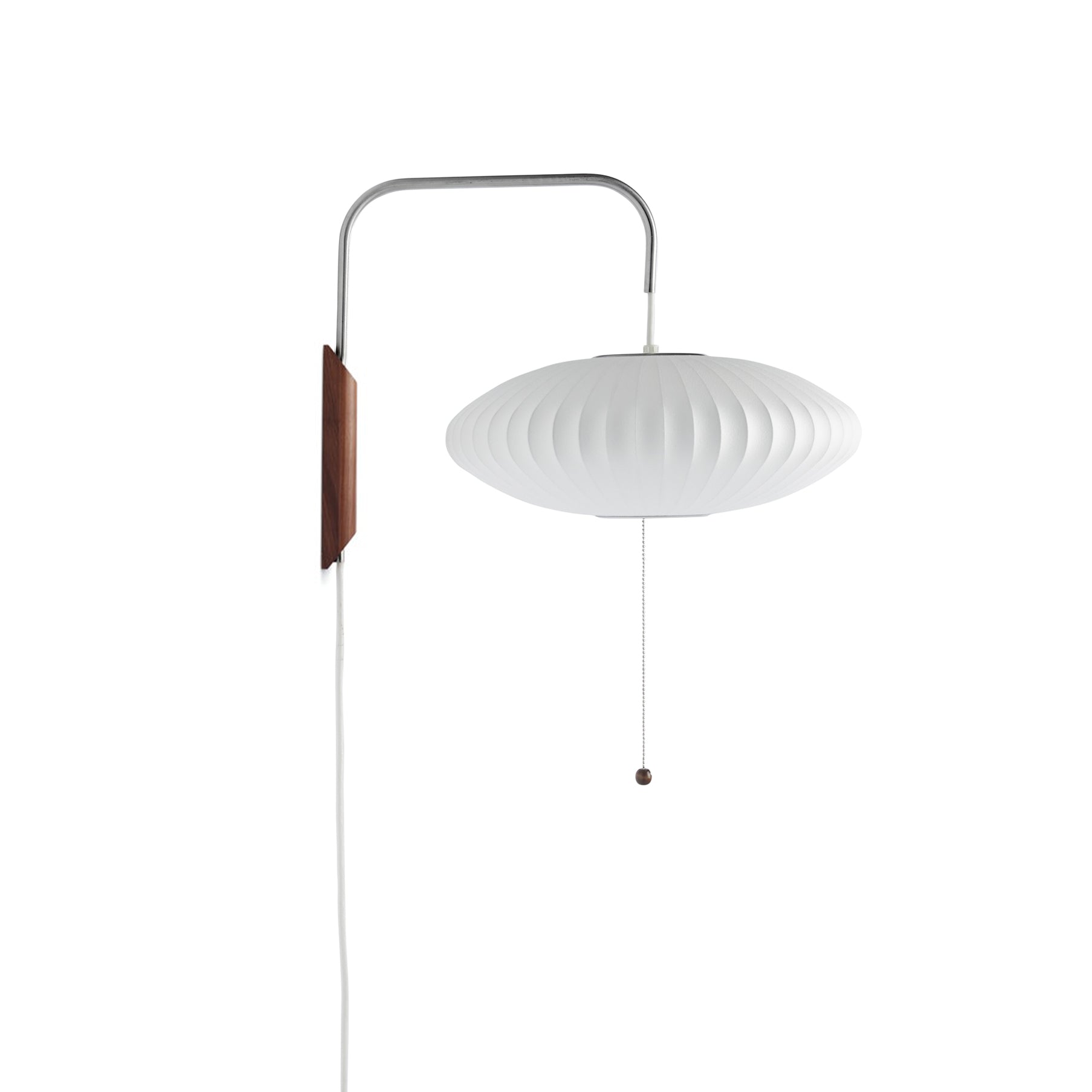 Nástěnná lampa z ořechového dřeva a bílé barvy s hedvábným stínidlem pro obývací pokoj a ložnici