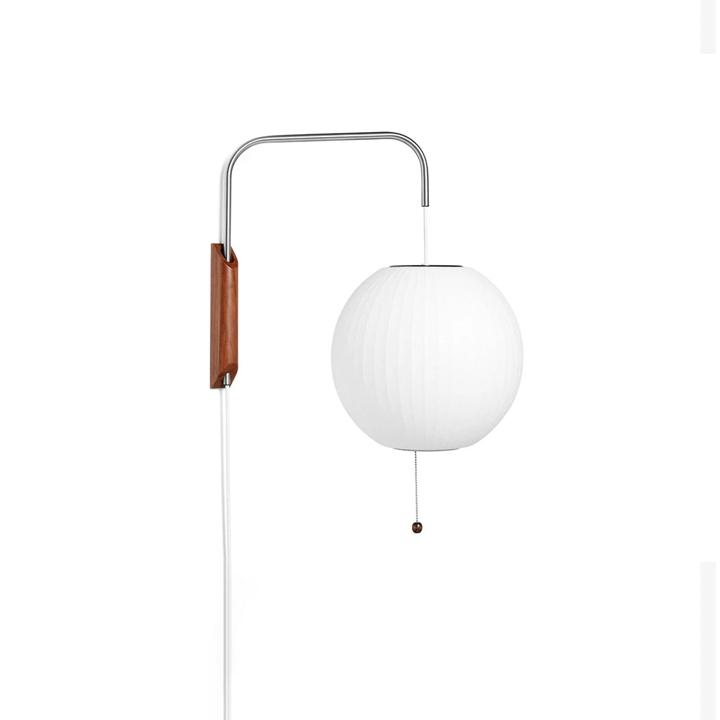 Nástěnná lampa z ořechového dřeva a bílé barvy s hedvábným stínidlem pro obývací pokoj a ložnici