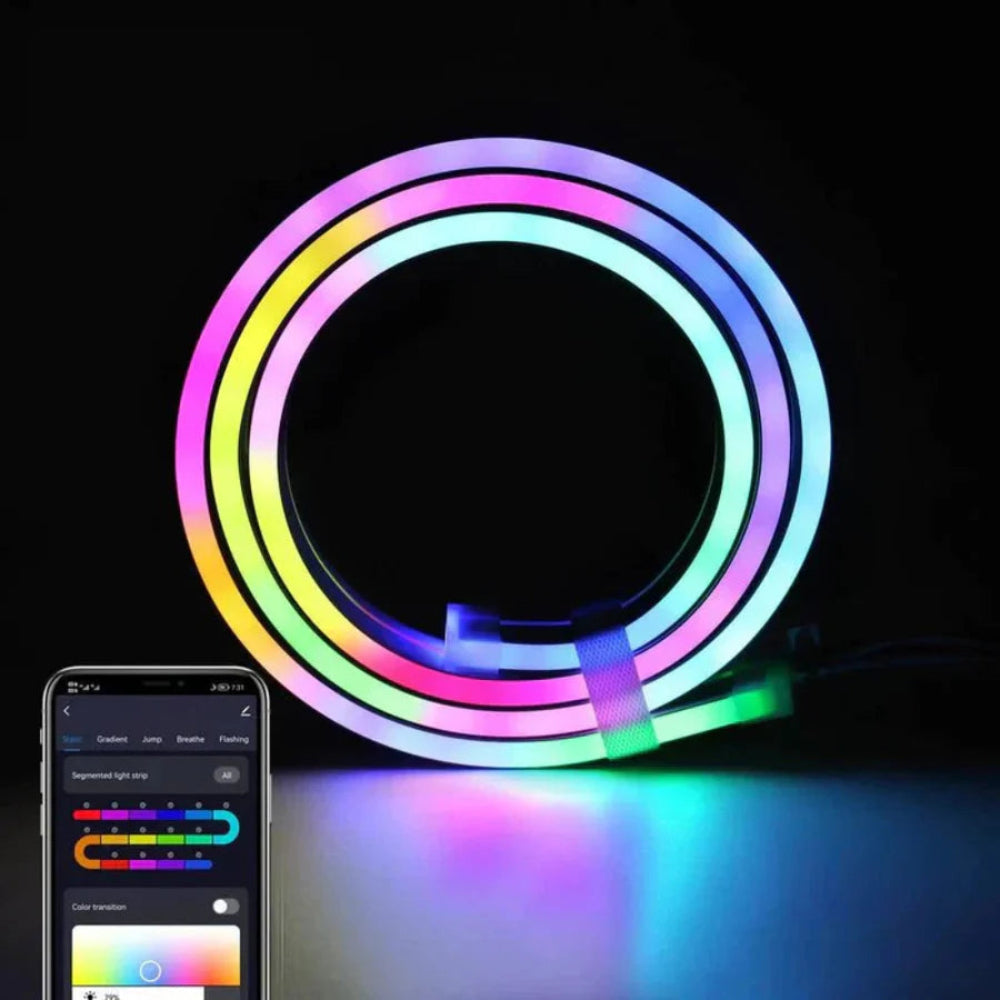 Striscia LED luminosa al neon RGB con corda, controllabile tramite app