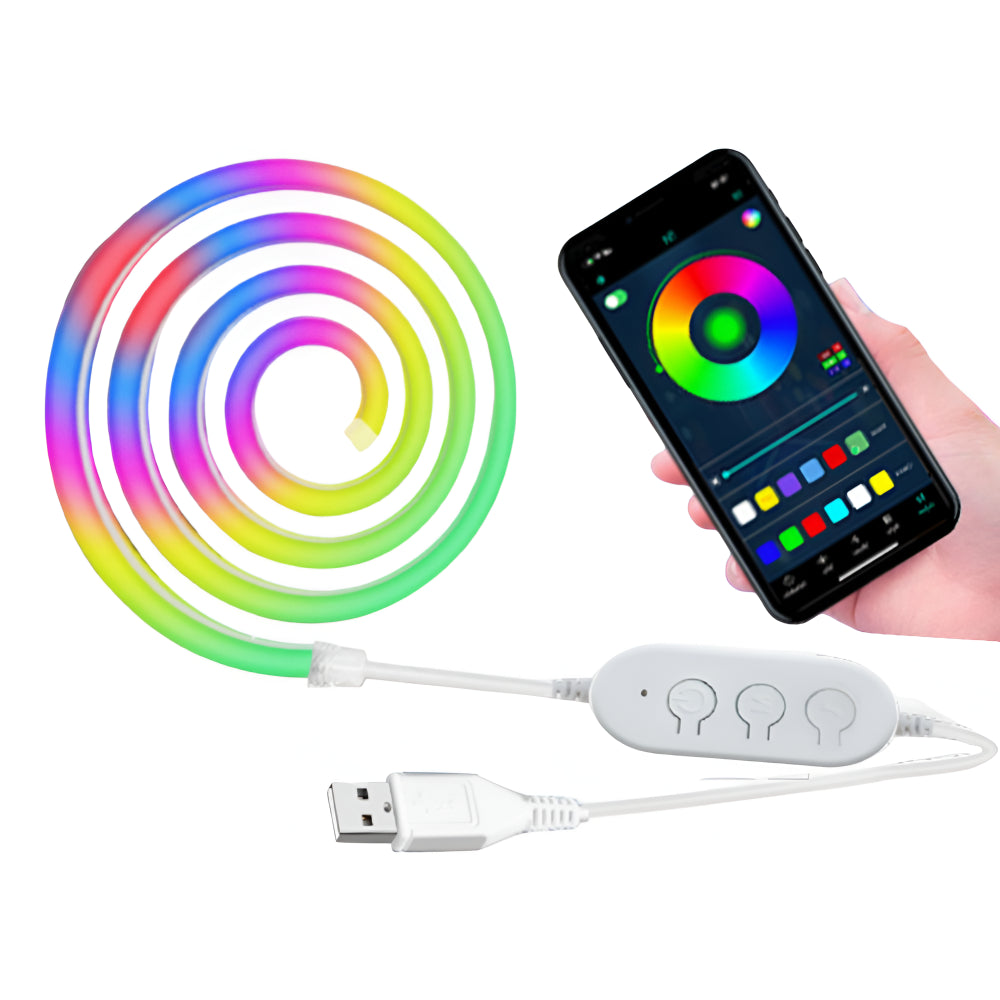 Striscia LED luminosa al neon RGB con corda, controllabile tramite app