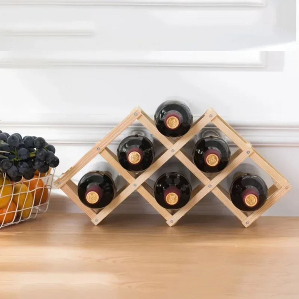 Range-bouteilles pliable NestFold — Contient six bouteilles standard, organiseur compact à poser sur le plan de travail