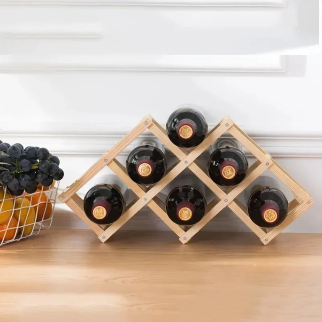 Range-bouteilles pliable NestFold — Contient six bouteilles standard, organiseur compact à poser sur le plan de travail