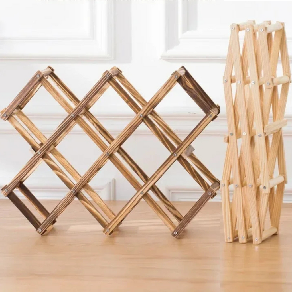 Range-bouteilles pliable NestFold — Contient six bouteilles standard, organiseur compact à poser sur le plan de travail