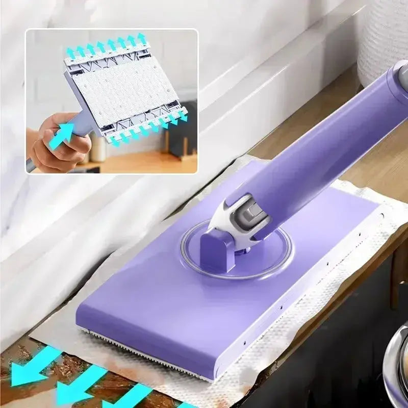 Balai rotatif à 360 degrés avec changement de chiffon par bouton-poussoir sans contact