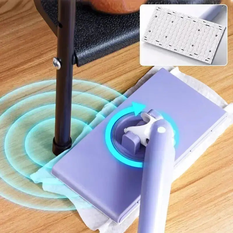 Balai rotatif à 360 degrés avec changement de chiffon par bouton-poussoir sans contact