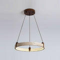 Travertine Ring Chandelier With Walnut Wood And Integrated LED