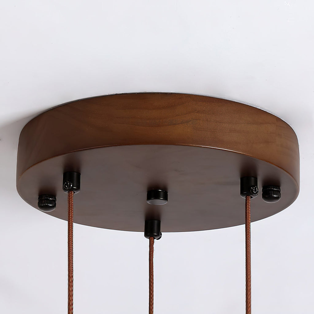 Travertine Ring Chandelier With Walnut Wood And Integrated LED