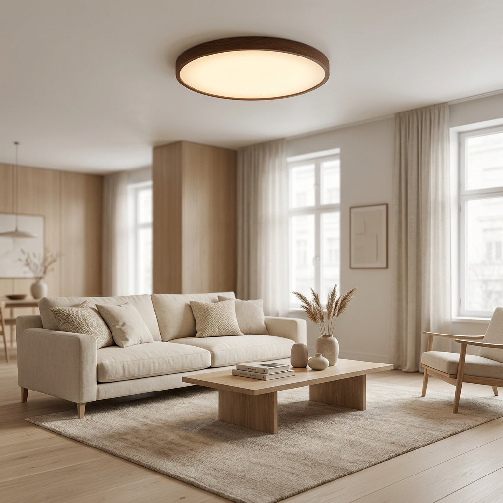 Dark Wood Ceiling Light From Aurel With Natural Light Look For Warm, Calm Interiors