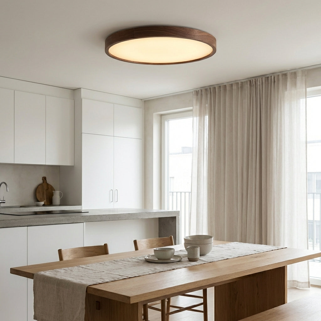 Dark Wood Ceiling Light From Aurel With Natural Light Look For Warm, Calm Interiors