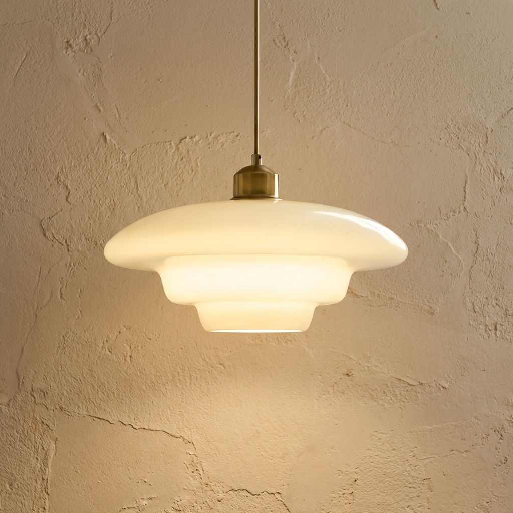 Antique Style Glass Pendant Ceiling Light With Brass Finish Suspension For Interiors