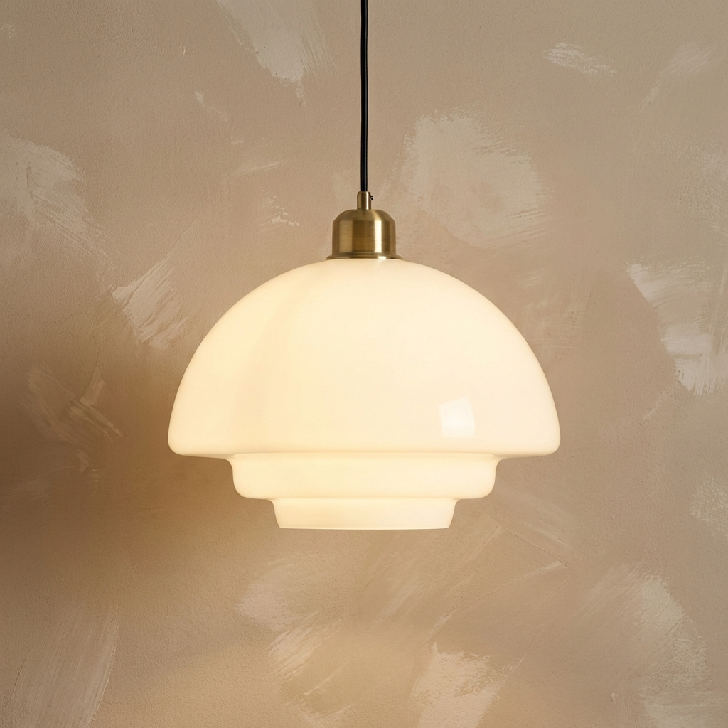 Antique Style Glass Pendant Ceiling Light With Brass Finish Suspension For Interiors