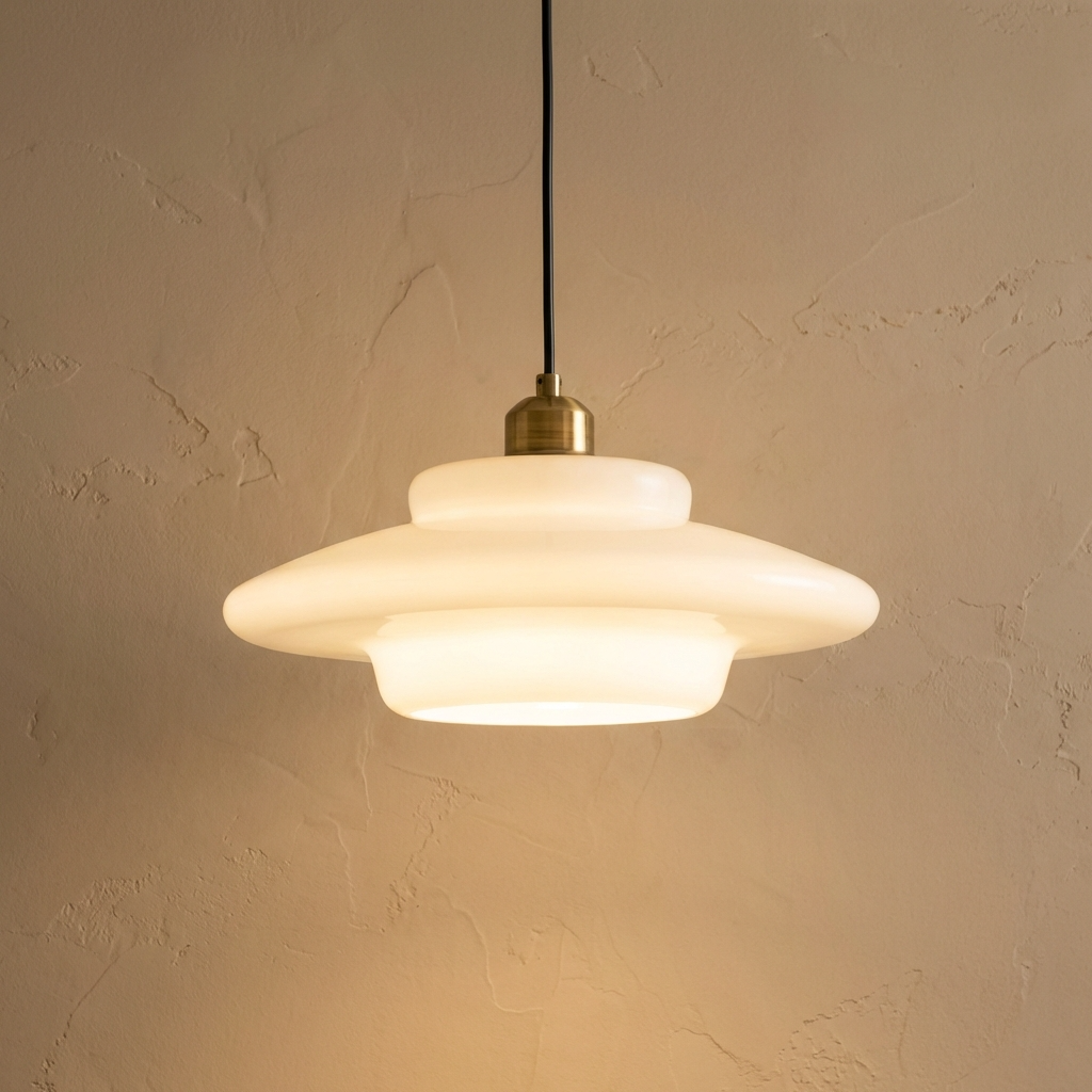 Antique Style Glass Pendant Ceiling Light With Brass Finish Suspension For Interiors
