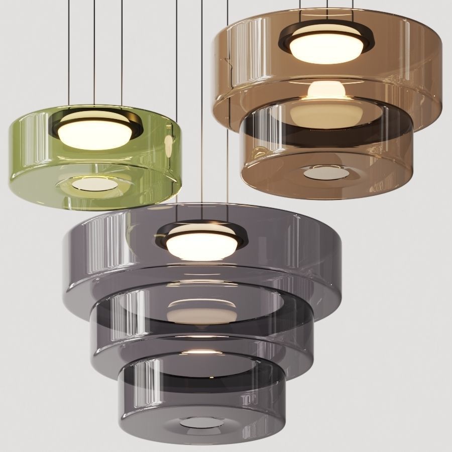 Zenor Amber Glass Layered Pendant Lamp For Dining Room And Living Room