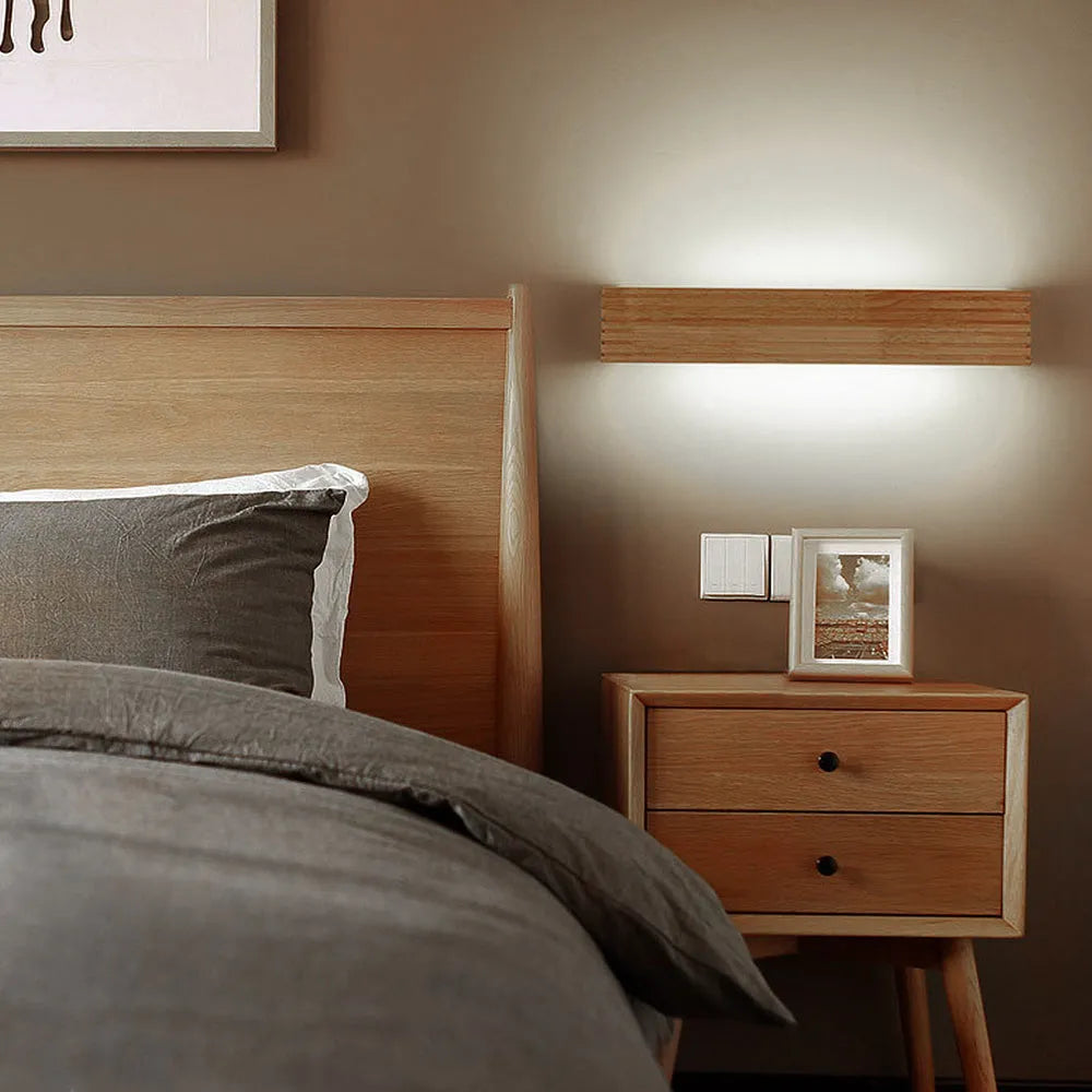 Nordic Wood And Acrylic Wall Lamp With LED E27 For Bedroom And Living Room