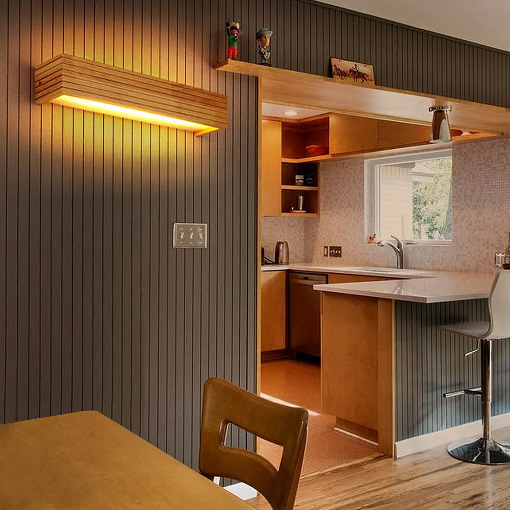 Nordic Wood And Acrylic Wall Lamp With LED E27 For Bedroom And Living Room