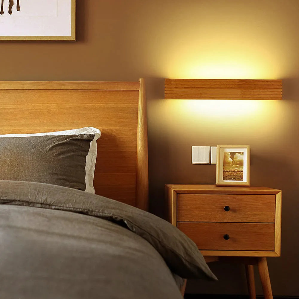 Nordic Wood And Acrylic Wall Lamp With LED E27 For Bedroom And Living Room