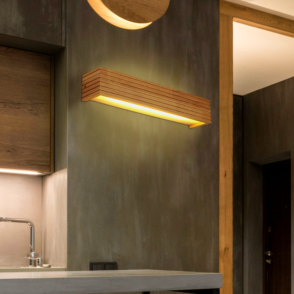 Nordic Wood And Acrylic Wall Lamp With LED E27 For Bedroom And Living Room