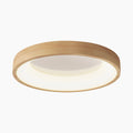 Natural Wood Finish Circular LED Flush Mount Ceiling Light With Integrated LED And Acrylic Diffuser